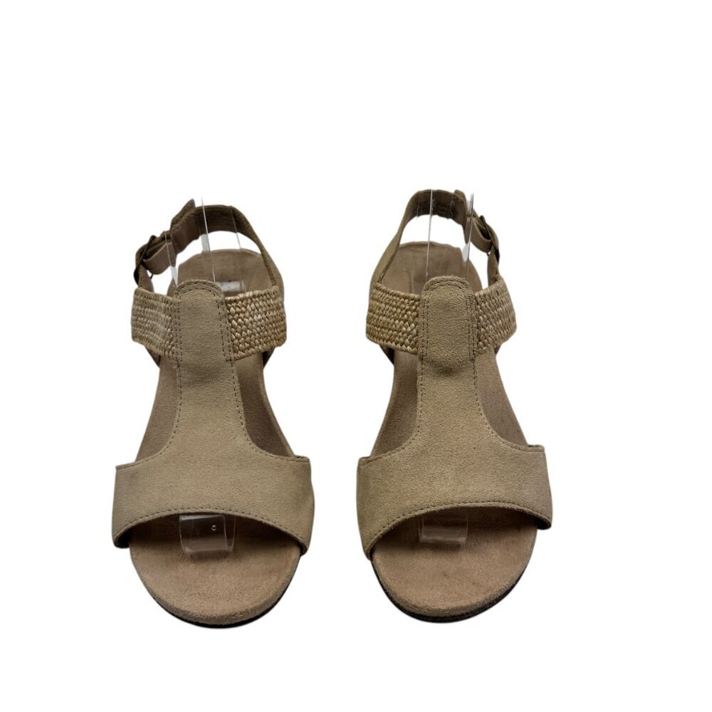 Vionic Kaytie Natural Raffia/Woven Cork Wedge Comfort Sandals Women's Size 7